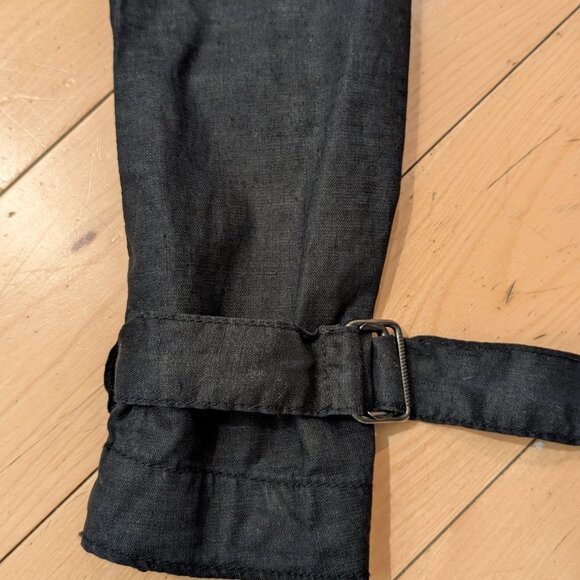 SOLD Theory 100% Linen Cropped Trench Coat Women Size P Black - Picture 3 of 11
